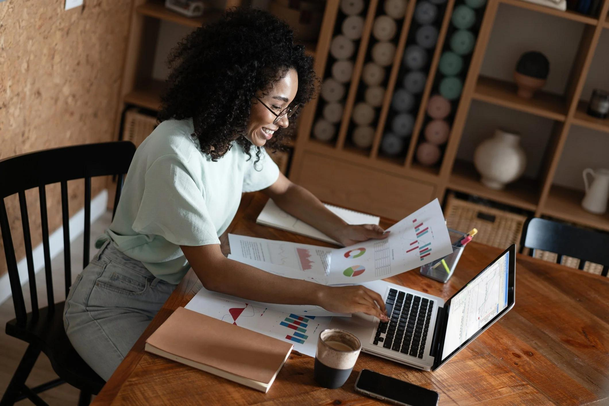 Small business owner reviewing cash flow